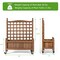 Natural Fir Wood Planter with Climbing Trellis and Wheels 25 Inch Mobile Garden Bed